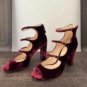 Alexandre Birman Burgundy Velvet Strappy Heels | EU 38.5 (US 8.5)